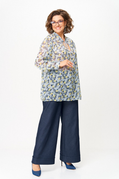 Блуза Michel chic 760/2 голубой_принт - фото 5