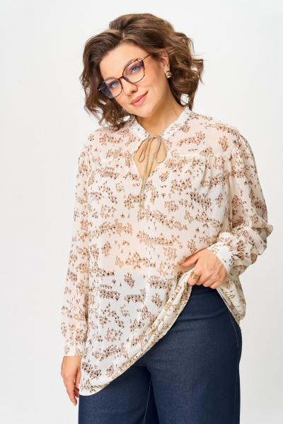 Блуза Michel chic 760/2 молочный_веточки - фото 2