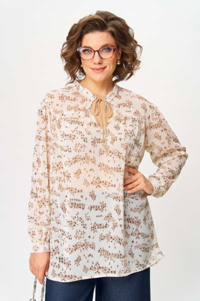 Блуза Michel chic 760/2 молочный_веточки - фото 1