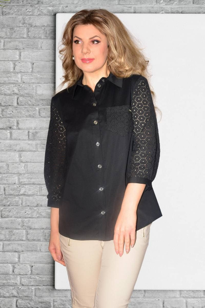 Демисезонная блуза из кружевного текстиля с накладным карманом Needle 449/1 - фото 1