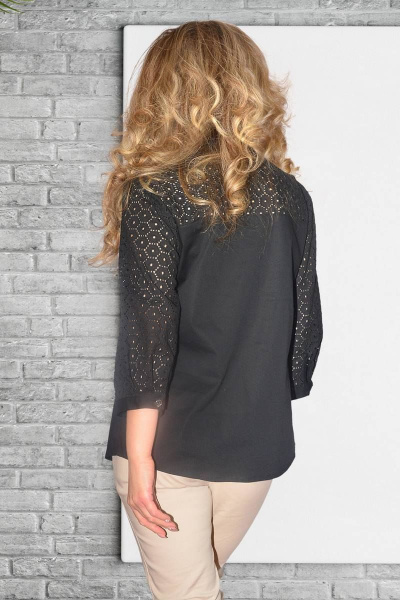 Демисезонная блуза из кружевного текстиля с накладным карманом Needle 449/1 - фото 2