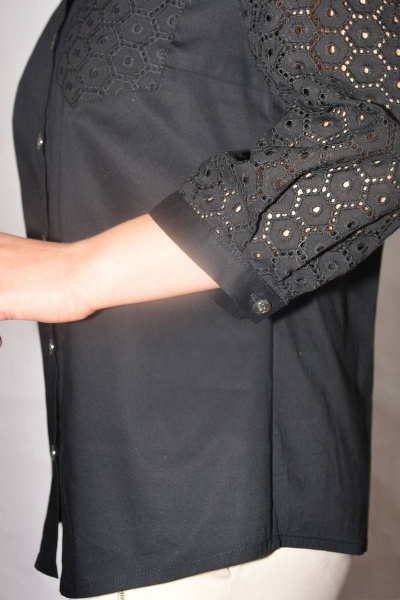 Демисезонная блуза из кружевного текстиля с накладным карманом Needle 449/1 - фото 4