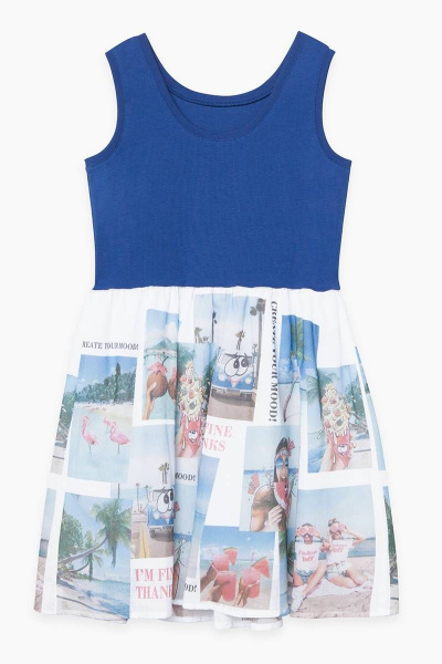 Платье летнее из текстиля и трикотажа с яркими принтами Bell Bimbo 211123 синий - фото 3