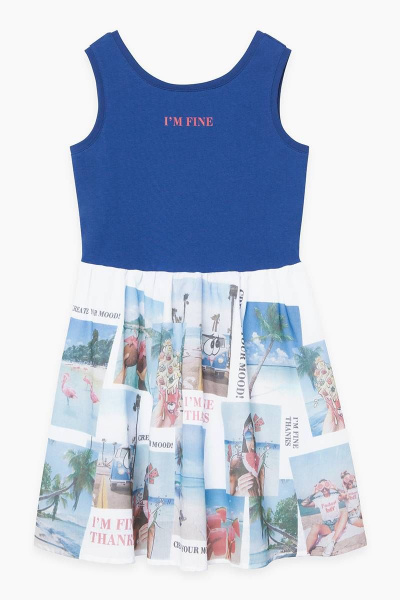 Платье летнее из текстиля и трикотажа с яркими принтами Bell Bimbo 211123 синий - фото 1