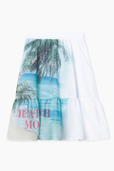 Юбка летняя из хлопка с мультиколор принтом Bell Bimbo 211125 белый - фото 1