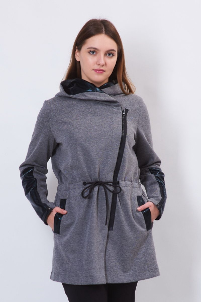 Брюки, джемпер, жакет FORMAT 11409 т.серый меланж/ черный - фото 4