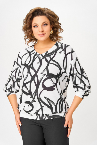 Джемпер Swallow 865 молочный/черный_принт - фото 6