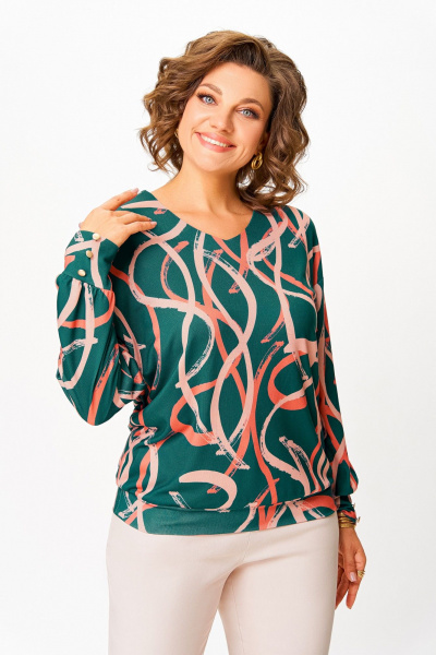 Джемпер Swallow 865.1 темно-изумрудный/принт - фото 6