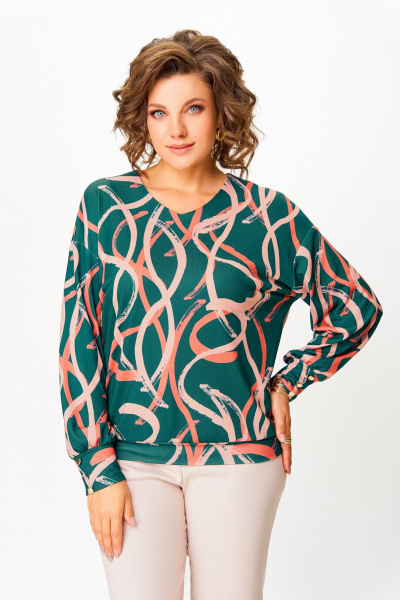 Джемпер Swallow 865.1 темно-изумрудный/принт - фото 5