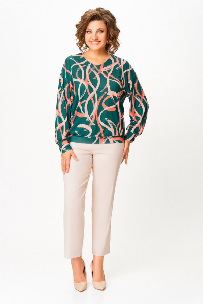 Джемпер Swallow 865.1 темно-изумрудный/принт - фото 1