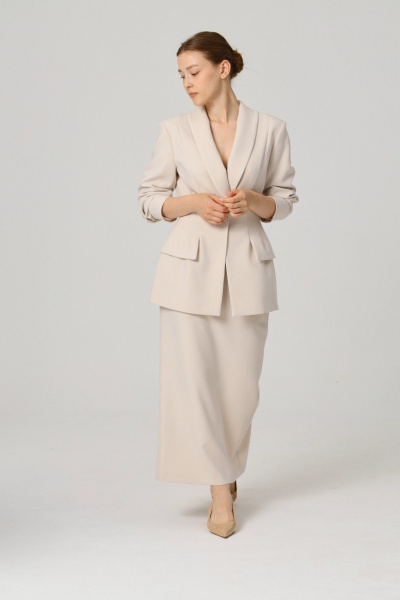 Жакет, юбка ALIN 6004 кремово-белый - фото 1