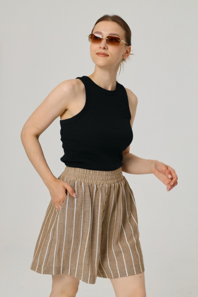 Шорты ALIN 4005 бежевый_в_полоску - фото 1