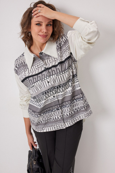 Блуза BegiModa 4136 сливочно-серый - фото 2