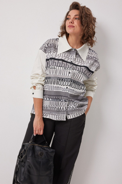 Блуза BegiModa 4136 сливочно-серый - фото 1