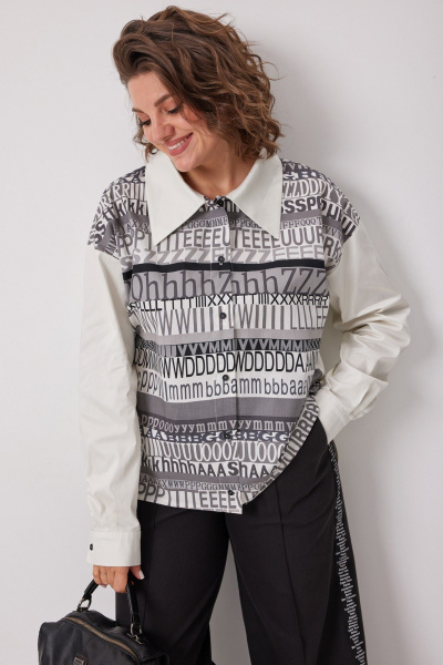 Блуза BegiModa 4136 сливочно-серый - фото 6