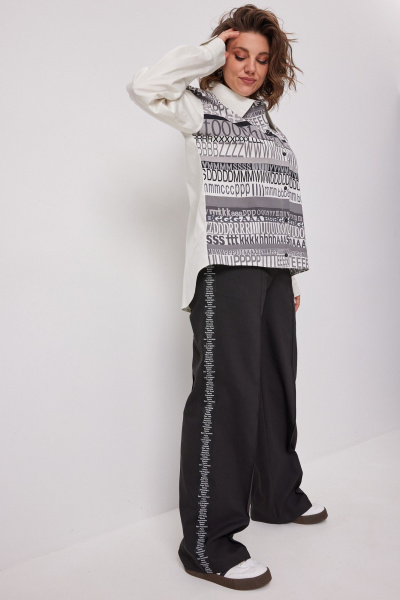 Блуза BegiModa 4136 сливочно-серый - фото 5