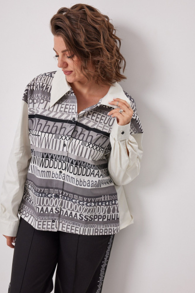 Блуза BegiModa 4136 сливочно-серый - фото 4