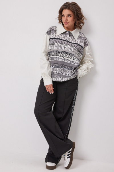 Блуза BegiModa 4136 сливочно-серый - фото 3