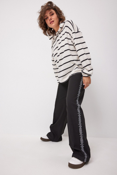 Худи BegiModa 4137 черно-белый - фото 8