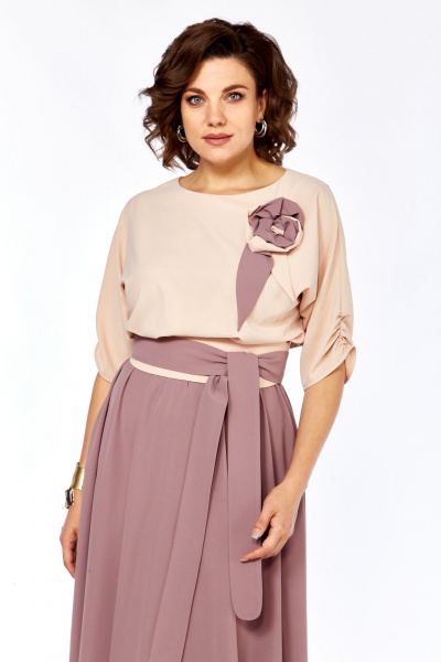 Платье Ольга Стиль С-912/1 бежевый - фото 9