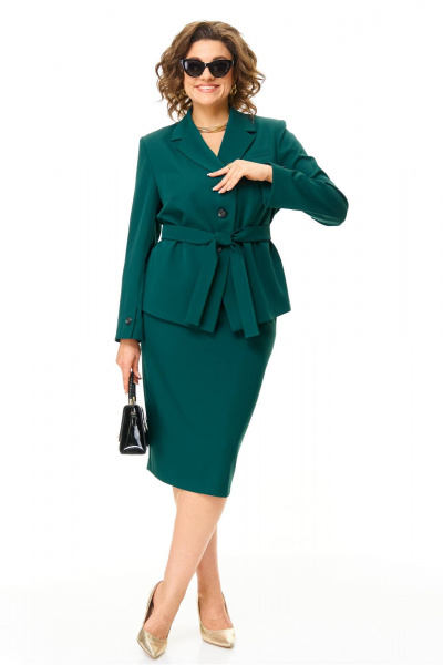 Жакет, юбка Karina deLux M-1373 изумрудный - фото 2