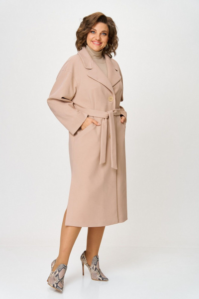 Пальто Koketka i K 1298-1 бежевый - фото 6