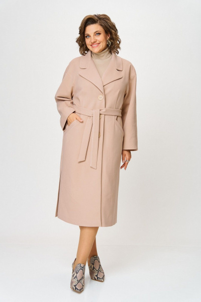 Пальто Koketka i K 1298-1 бежевый - фото 5