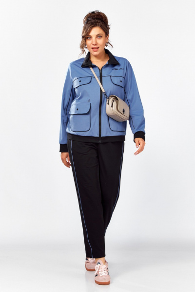Костюм спортивный брюки бомбер больших размеров Lady Secret 2981/1 черный+синий - фото 2