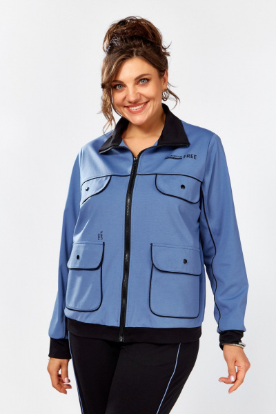 Костюм спортивный брюки бомбер больших размеров Lady Secret 2981/1 черный+синий - фото 6