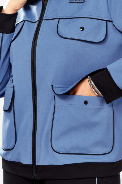 Костюм спортивный брюки бомбер больших размеров Lady Secret 2981/1 черный+синий - фото 7