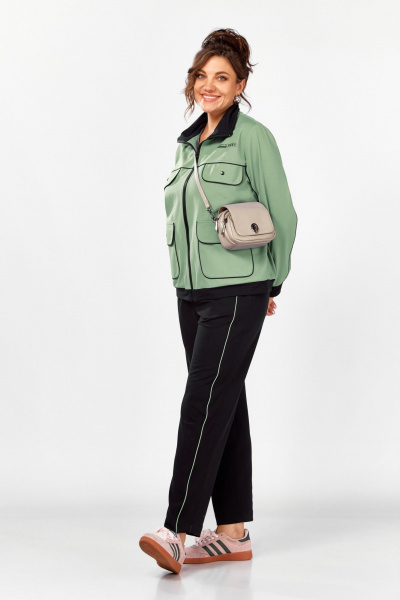 Костюм спортивный брюки бомбер больших размеров Lady Secret 2981/1 черный+фисташка - фото 4