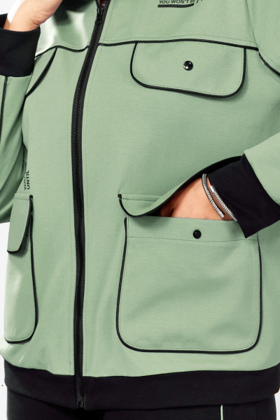 Костюм спортивный брюки бомбер больших размеров Lady Secret 2981/1 черный+фисташка - фото 7