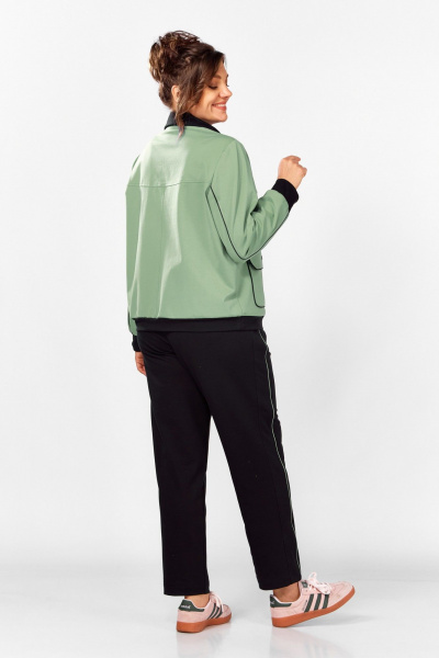 Костюм спортивный брюки бомбер больших размеров Lady Secret 2981/1 черный+фисташка - фото 8