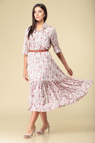 Платье А-силуэта с воланом и поясом из текстиля Ларс Стиль 529 - фото 1