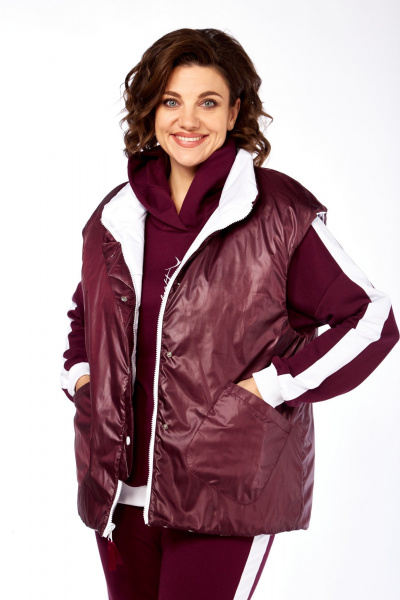 Брюки, жилет, худи Диомант 1917 бордо-белый - фото 8