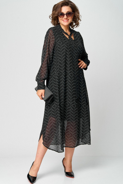 Платье EVA GRANT 7293 черный_абстракция - фото 1