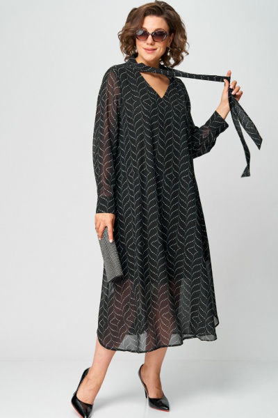 Платье EVA GRANT 7293 черный_абстракция - фото 5