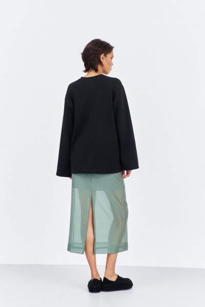 Джемпер, юбка FLAIM 2022 черный-зеленый мох - фото 5