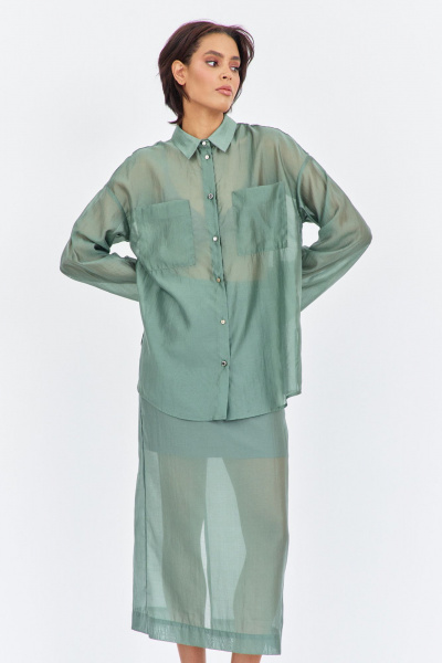 Блуза, юбка FLAIM 2025 зеленый мох - фото 2