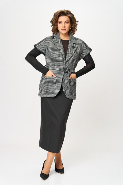 Жилет, юбка Michel chic 1433 серый_клетка-черный - фото 2