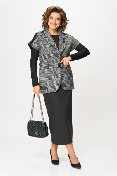 Жилет, юбка Michel chic 1433 серый_клетка-черный - фото 1