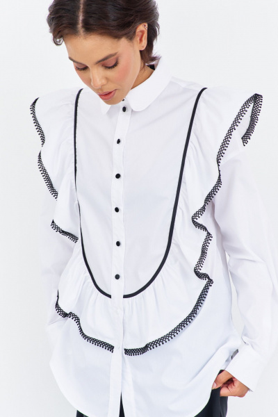 Блуза FLAIM 2030.01 черный-белый - фото 8