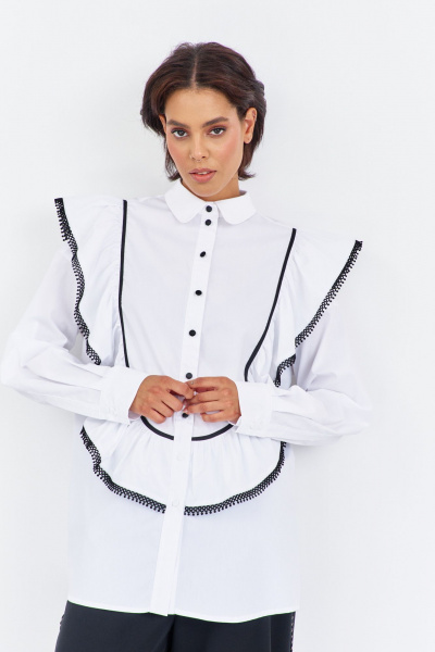 Блуза FLAIM 2030.01 черный-белый - фото 6