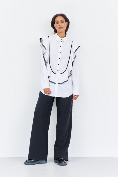 Блуза FLAIM 2030.01 черный-белый - фото 2