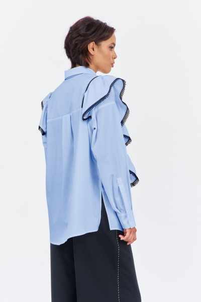 Блуза FLAIM 2030.02 черный-голубой - фото 3