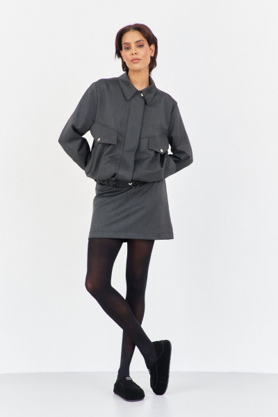 Бомбер, юбка FLAIM 2038 серый графит - фото 7