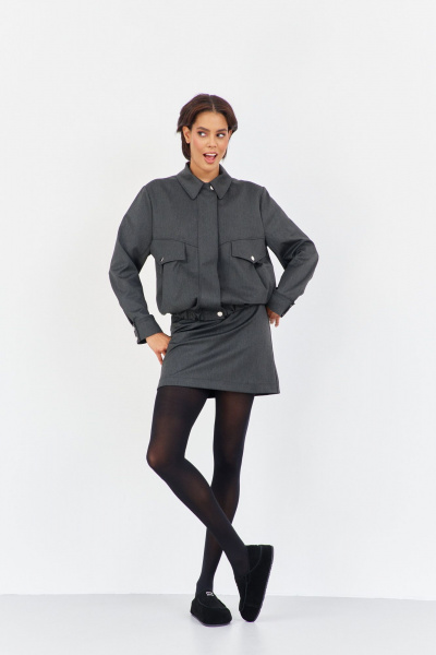 Бомбер, юбка FLAIM 2038 серый графит - фото 1