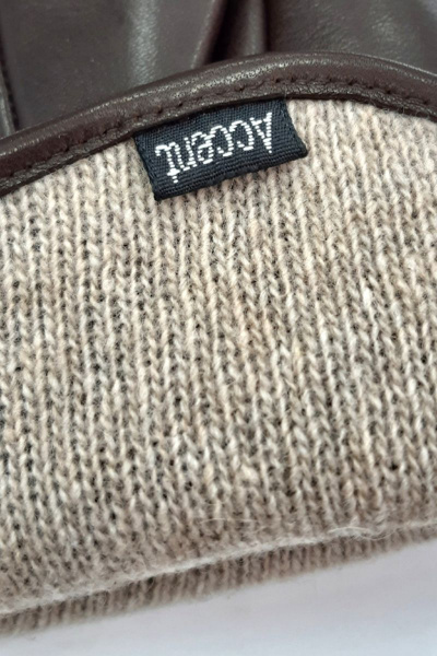 Коричневые кожаные перчатки с шерстью для демисезона ACCENT 862р кофейный - фото 2