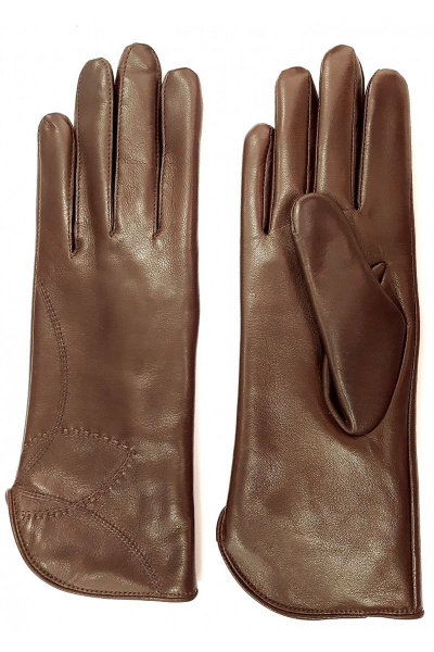 Коричневые кожаные перчатки с шерстью для демисезона ACCENT 862р кофейный - фото 1