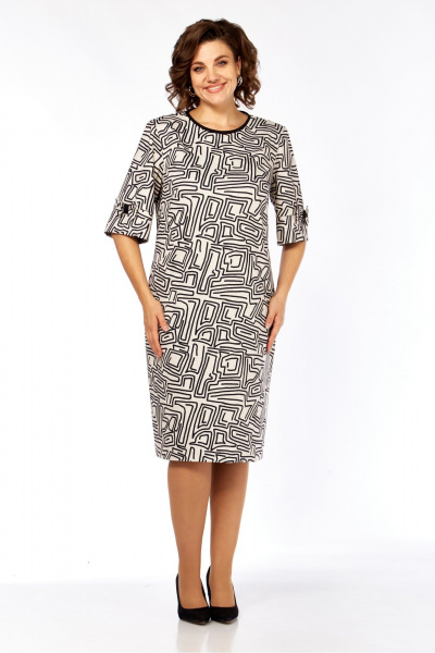 Платье Элль-стиль 2406 бежевый+черный - фото 9